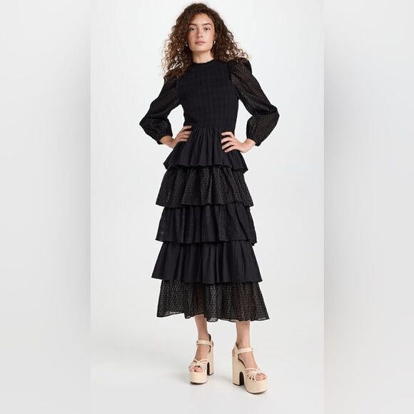 NWT Alix of Bohemia Shelby Noir Ruffle Dress $1,190 - Picture 1 of 3